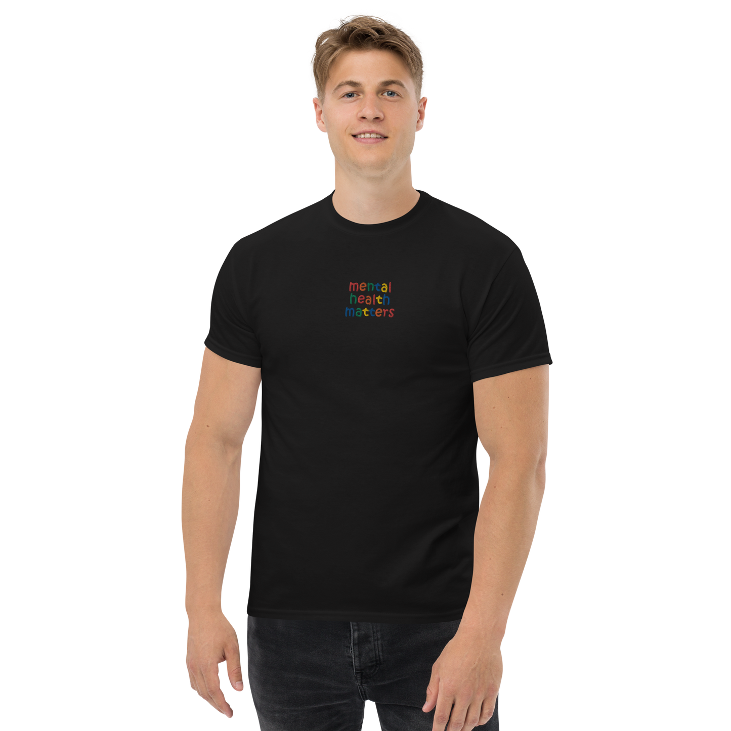 Mental Health Matters Embroidered Men's T-Shirt