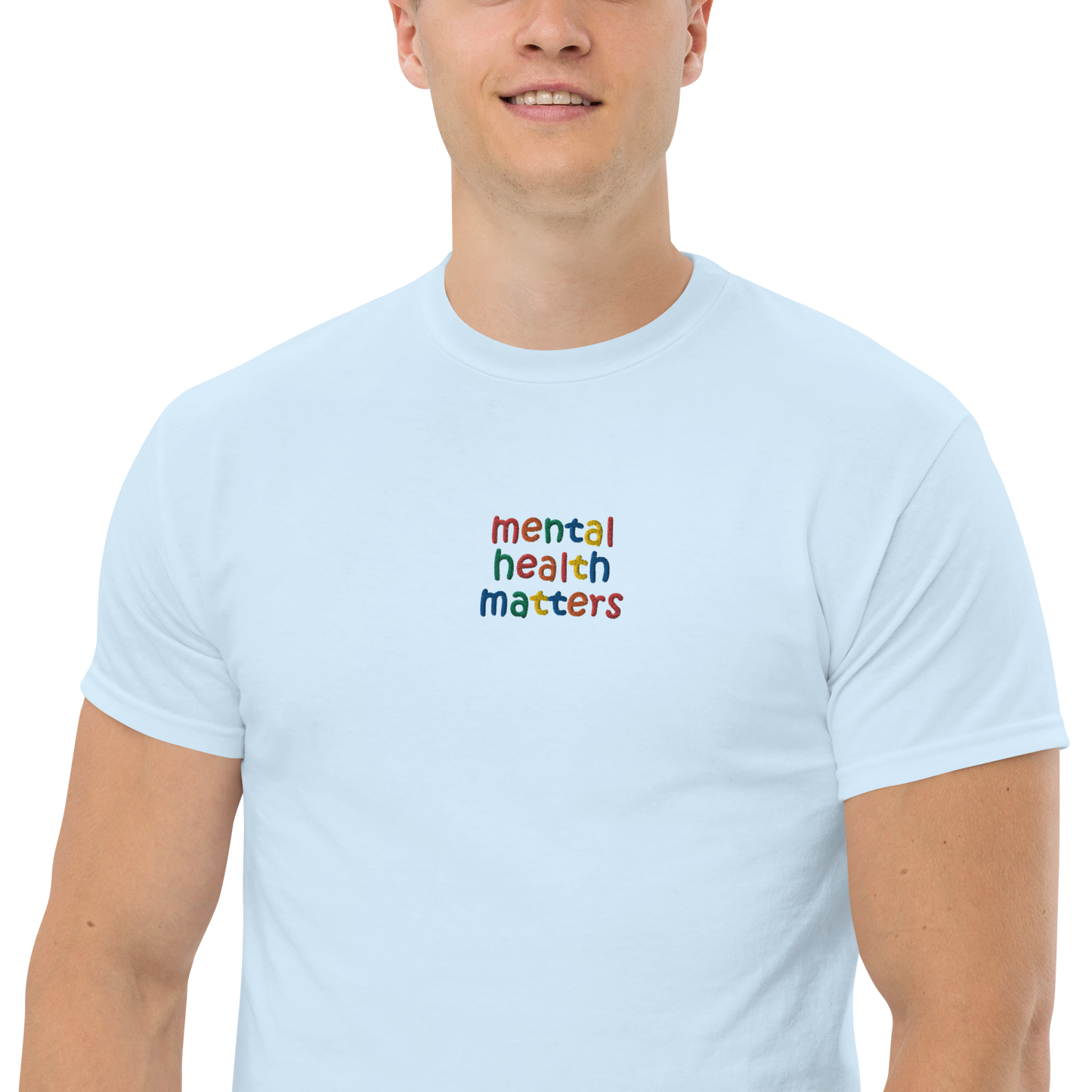 Mental Health Matters Embroidered Men's T-Shirt