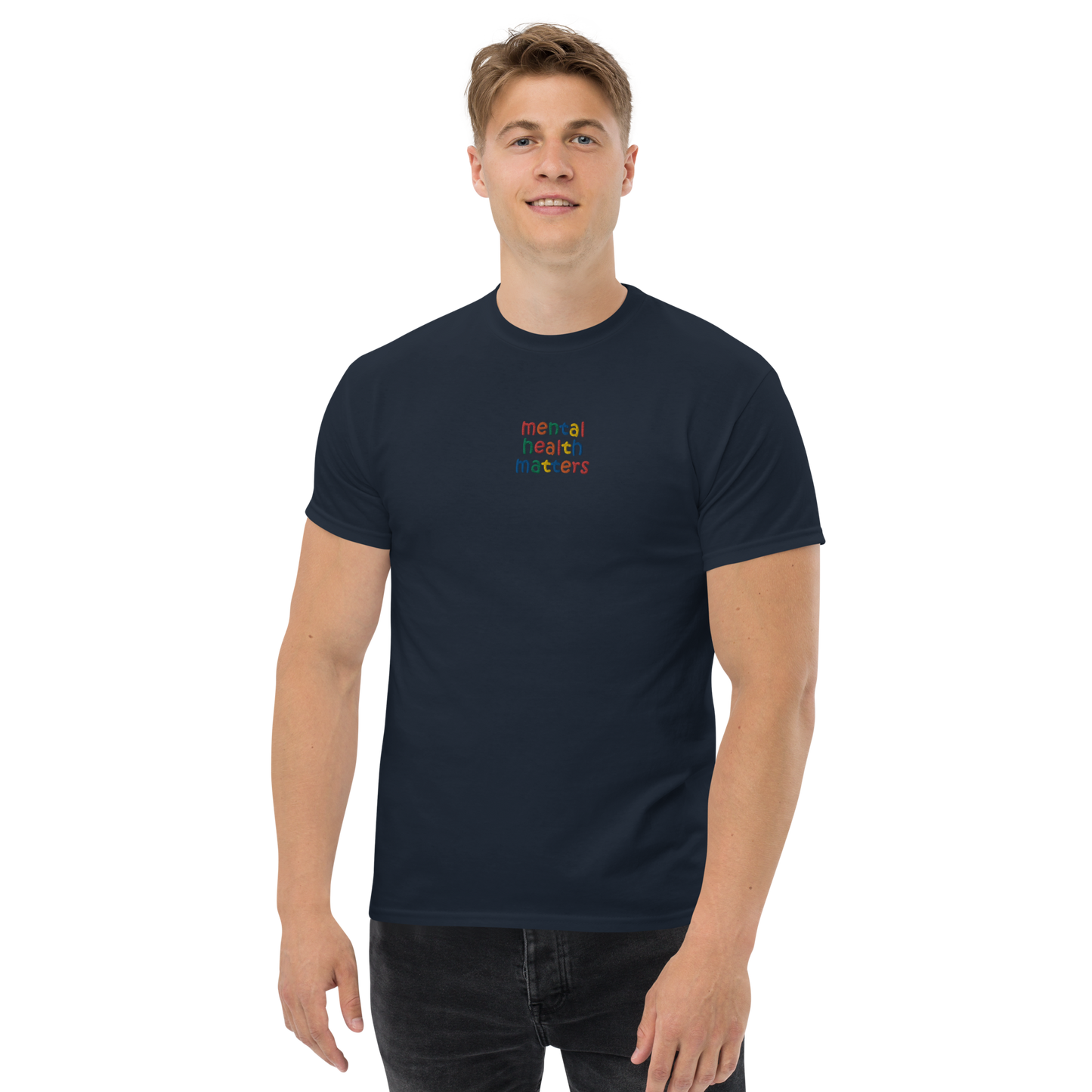 Mental Health Matters Embroidered Men's T-Shirt