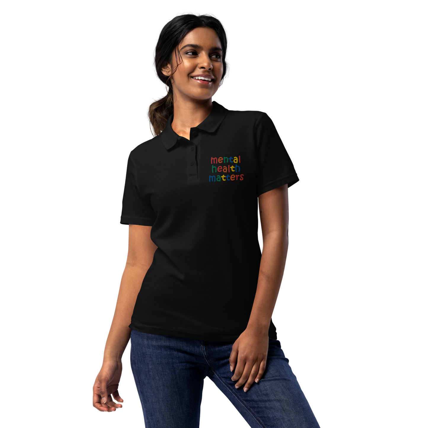 Women's Embroidered Mental Health Matters Polo