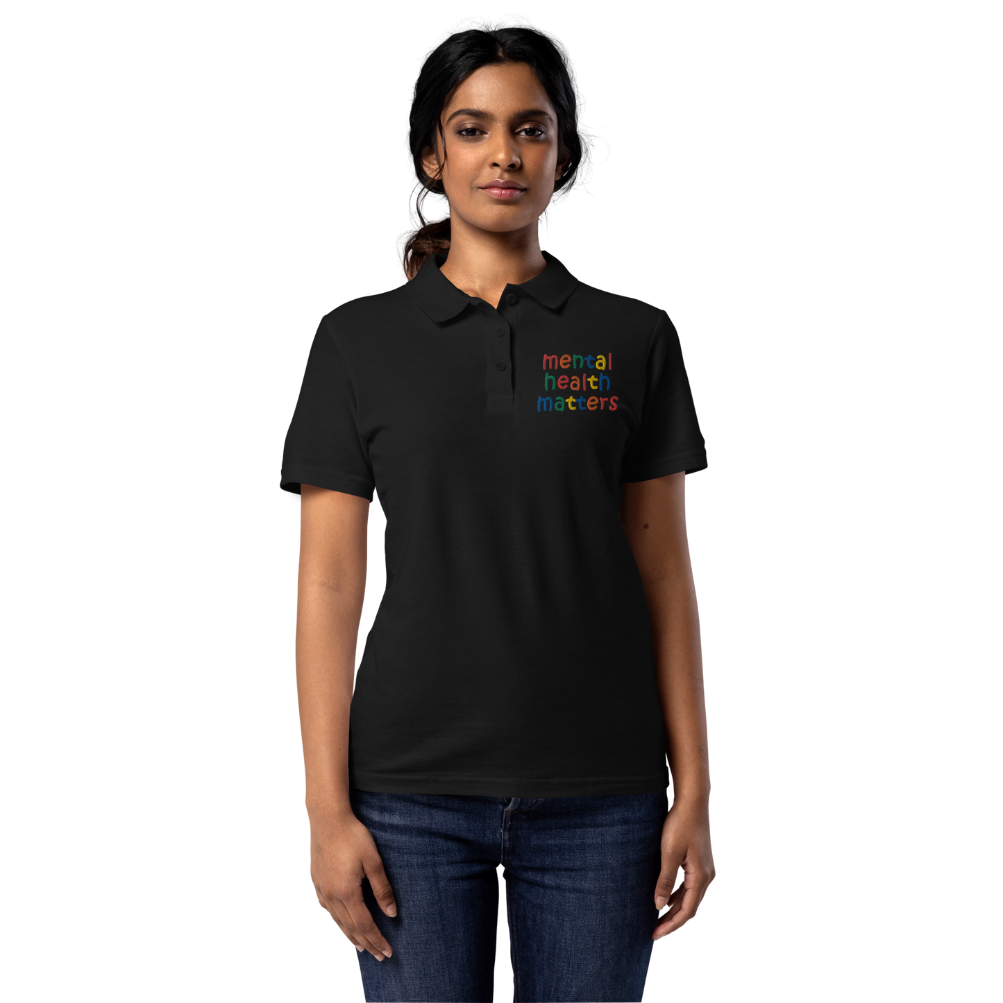 Women's Embroidered Mental Health Matters Polo