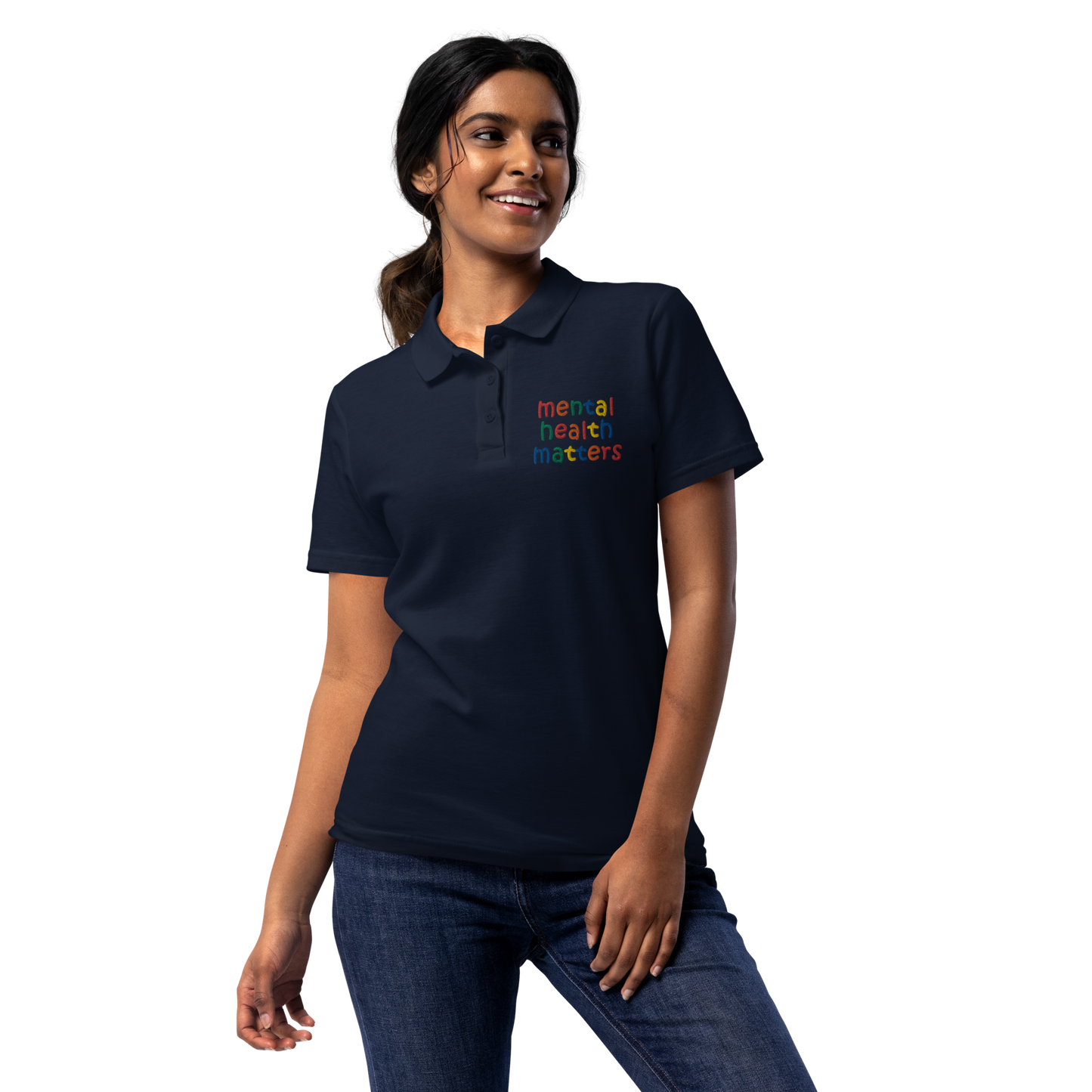 Women's Embroidered Mental Health Matters Polo