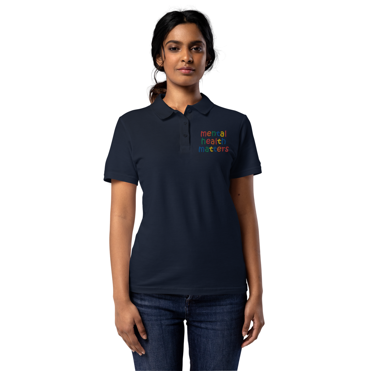 Women's Embroidered Mental Health Matters Polo