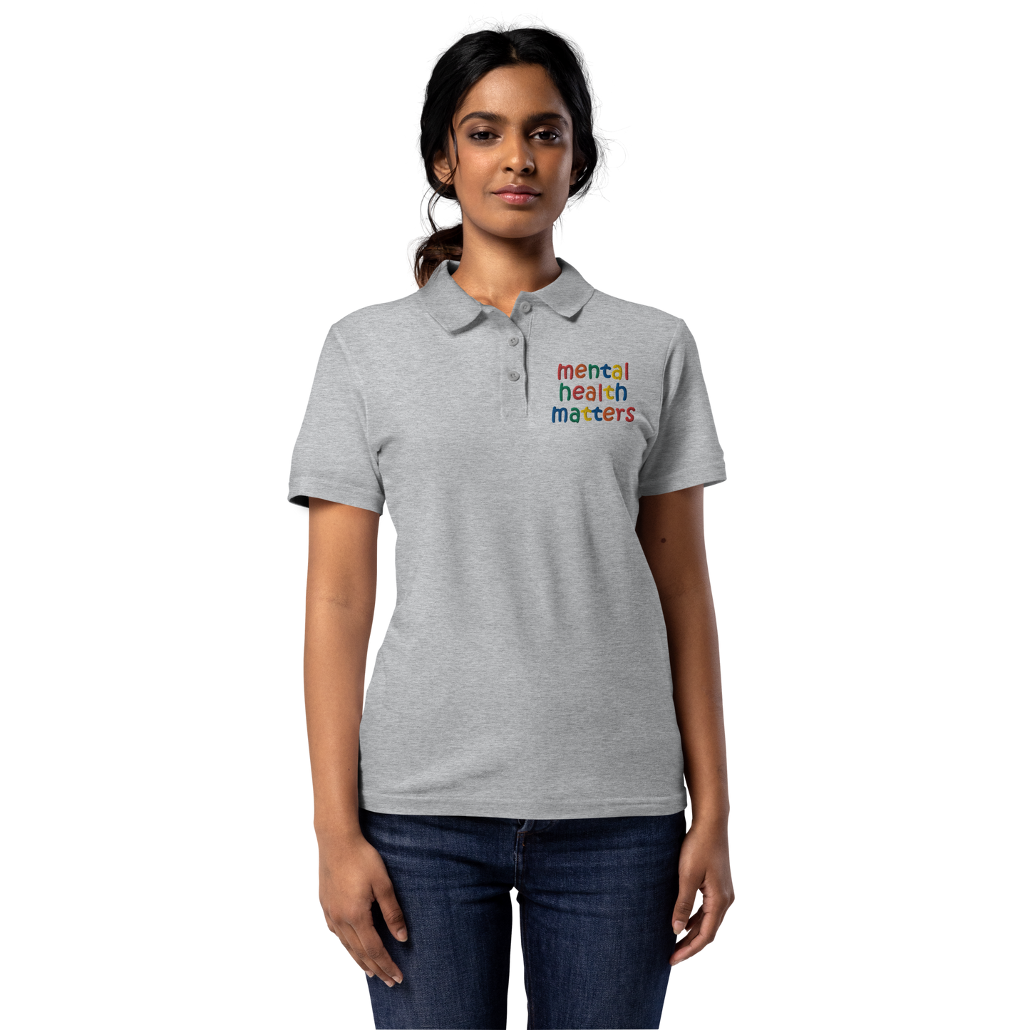 Women's Embroidered Mental Health Matters Polo