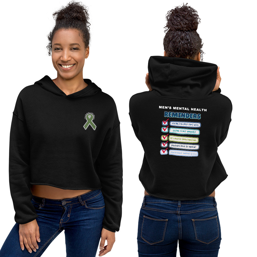 Men's Mental Health Reminders Womens Crop Hoodie