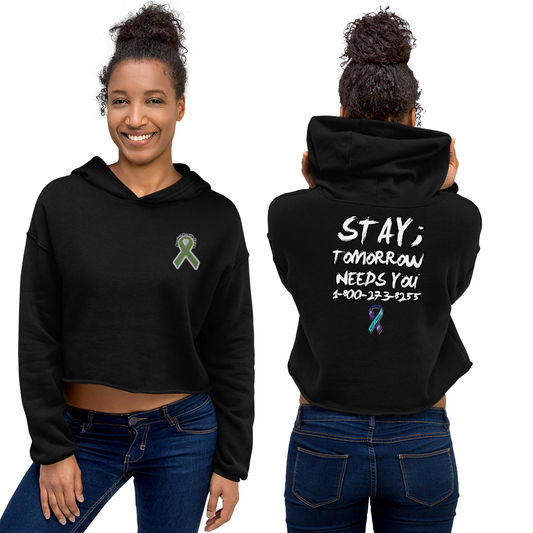 Stay; Tomorrow Needs You Womens Crop Hoodie