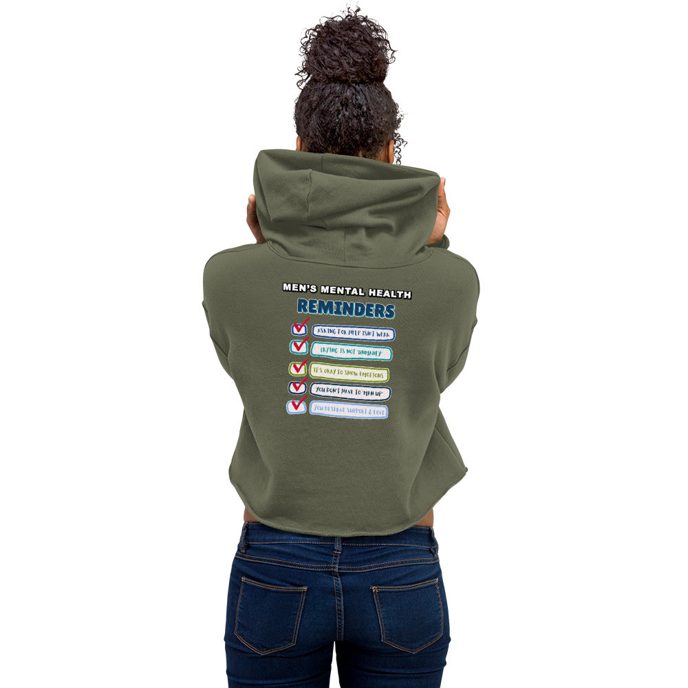 Men's Mental Health Reminders Womens Crop Hoodie