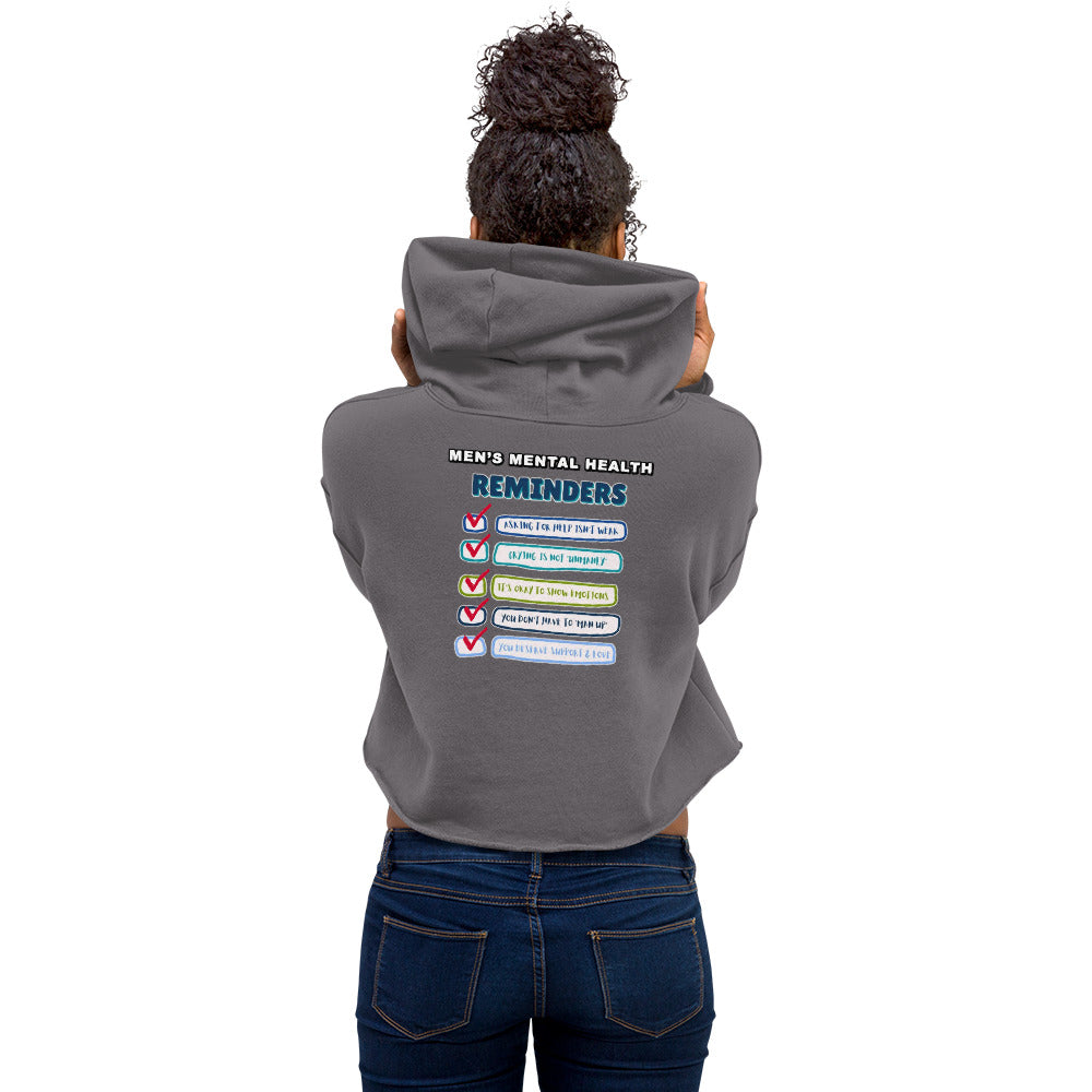 Men's Mental Health Reminders Womens Crop Hoodie