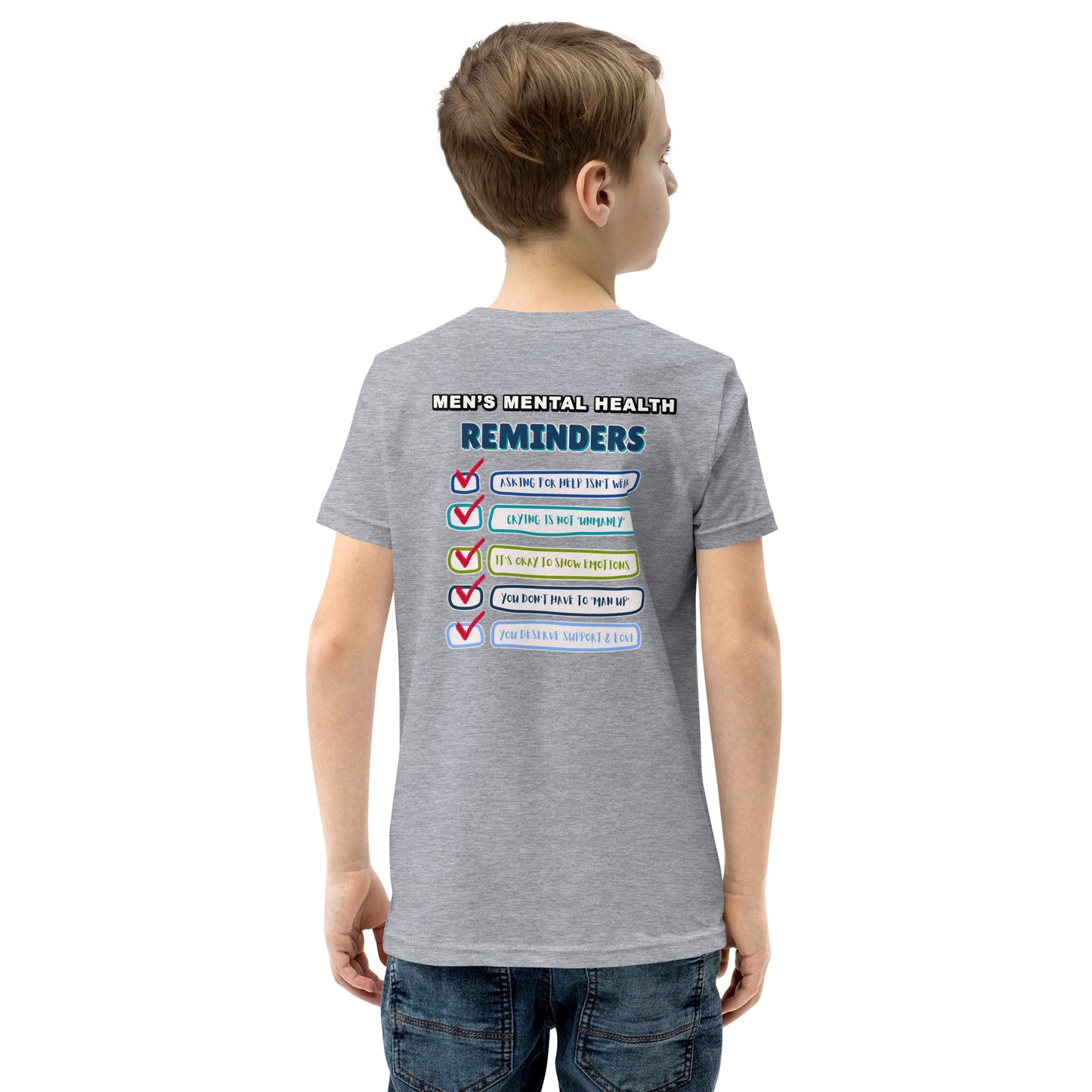 Men's Mental Health Reminders Youth Short Sleeve T-Shirt