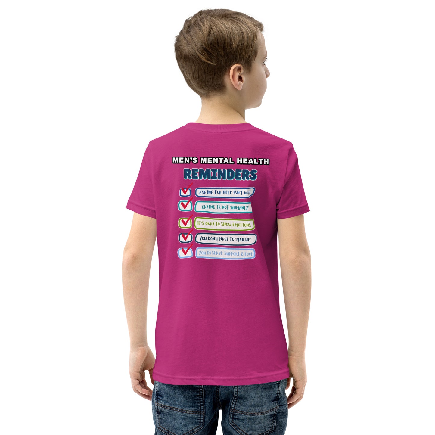 Men's Mental Health Reminders Youth Short Sleeve T-Shirt