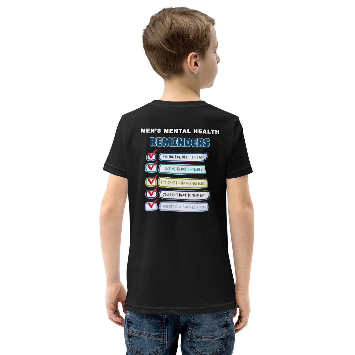 Men's Mental Health Reminders Youth Short Sleeve T-Shirt