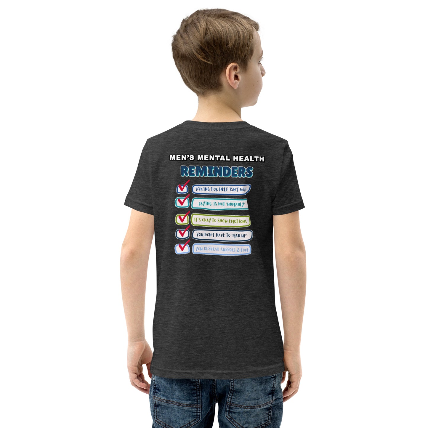 Men's Mental Health Reminders Youth Short Sleeve T-Shirt