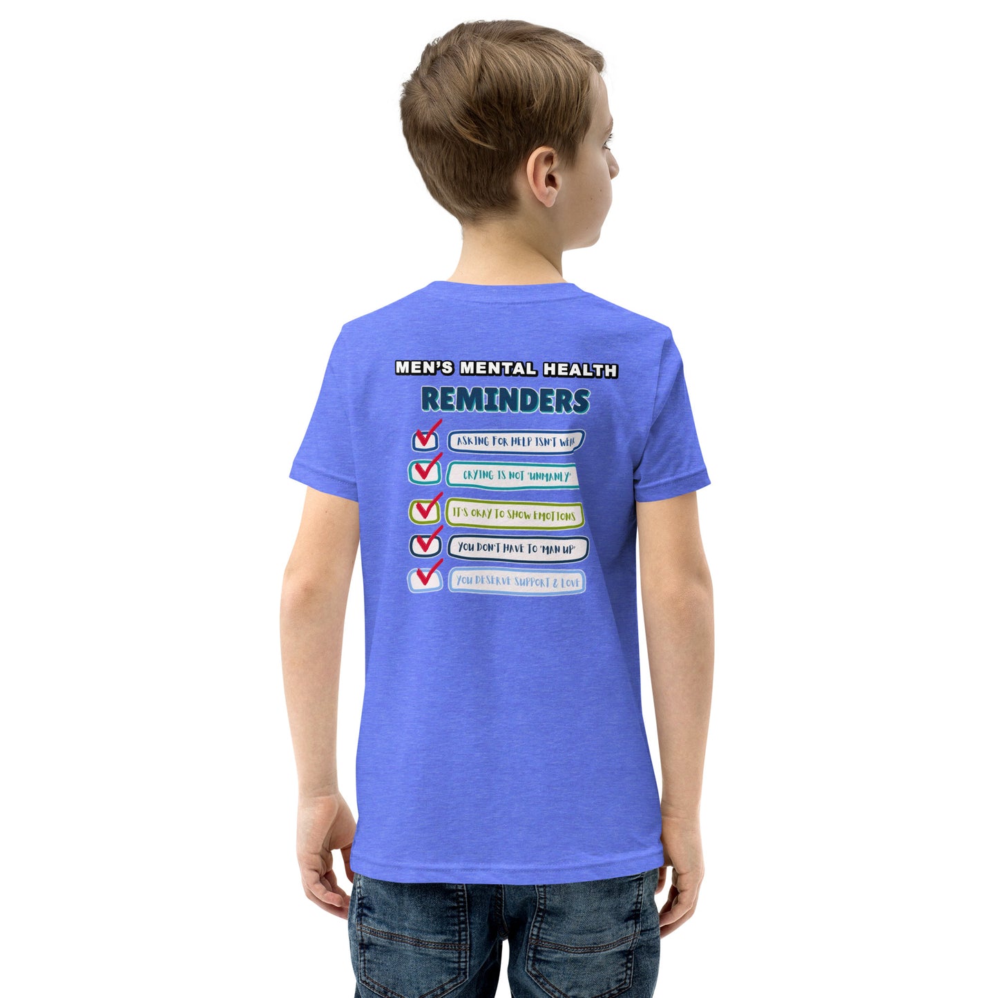 Men's Mental Health Reminders Youth Short Sleeve T-Shirt