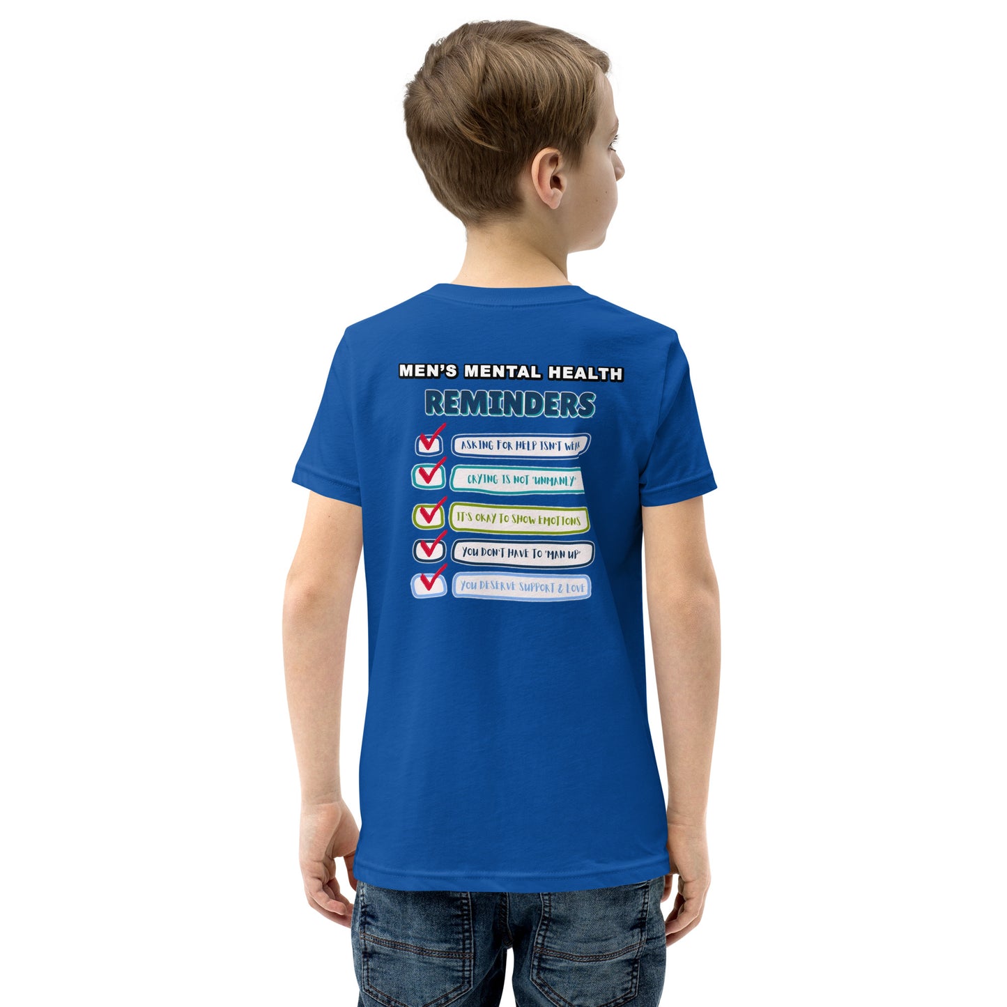 Men's Mental Health Reminders Youth Short Sleeve T-Shirt