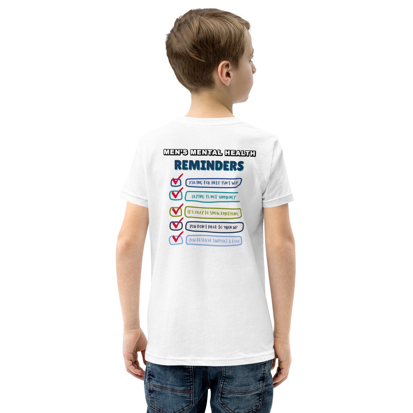 Men's Mental Health Reminders Youth Short Sleeve T-Shirt